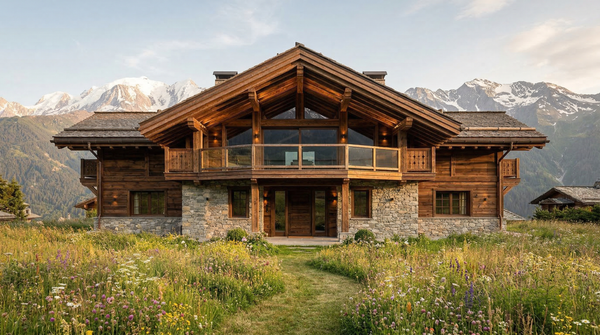 Idea de render arquitectonico: Chalet alpino frontal Idea de render arquitectonico: Chalet alpino frontal