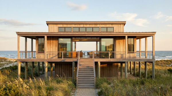 Idea de render arquitectonico: Casa de playa en madera Idea de render arquitectonico: Casa de playa en madera