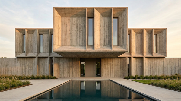 Idea de render arquitectonico: Casa brutalista de hormigon Idea de render arquitectonico: Casa brutalista de hormigon