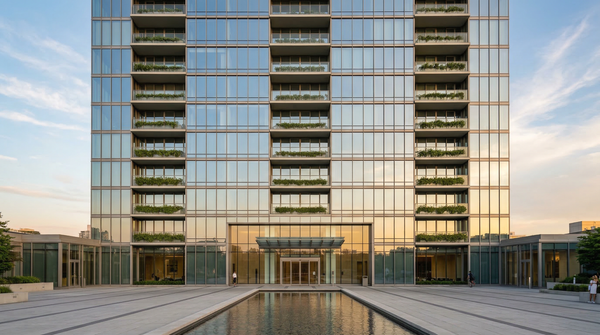 Idea de render arquitectonico: Penthouse en rascacielos de vidrio Idea de render arquitectonico: Penthouse en rascacielos de vidrio