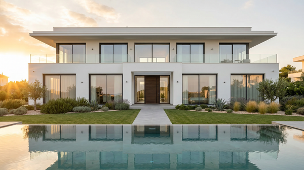 Idea de render arquitectonico: Villa blanca moderna