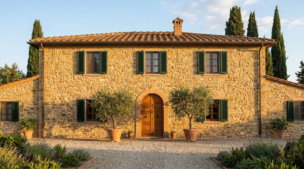 Idea de render arquitectonico: Casa toscana de piedra