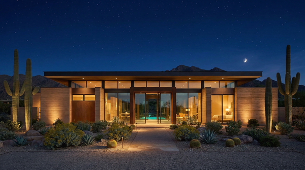 Idea de render arquitectonico: Casa desert modern Noche Idea de render arquitectonico: Casa desert modern Noche