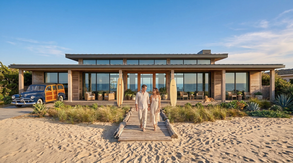 Idea de render arquitectonico: Mansion de playa en Malibu Con vida Idea de render arquitectonico: Mansion de playa en Malibu Con vida