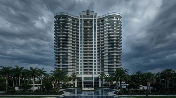 Idea de render arquitectonico: Torre residencial en Miami Nublado Idea de render arquitectonico: Torre residencial en Miami Nublado