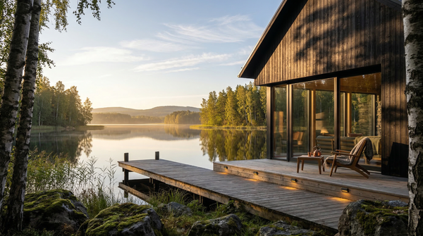 Idea de render arquitectonico: Casa de lago escandinava Idea de render arquitectonico: Casa de lago escandinava