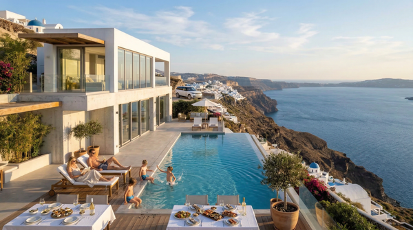 Idea de render arquitectonico: Villa mediterranea Con vida